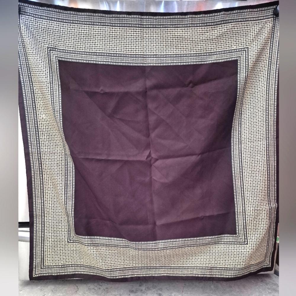 Vintage Made in Italy Brown and Tan Patterned Head Neck Scarf Wrap Shawl